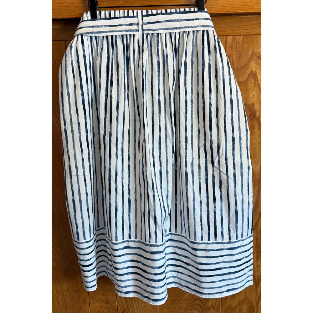 NWT Chico's Palermo Striped Tie-Front Midi Skirt Blue, 3 - Picture 9 of 14